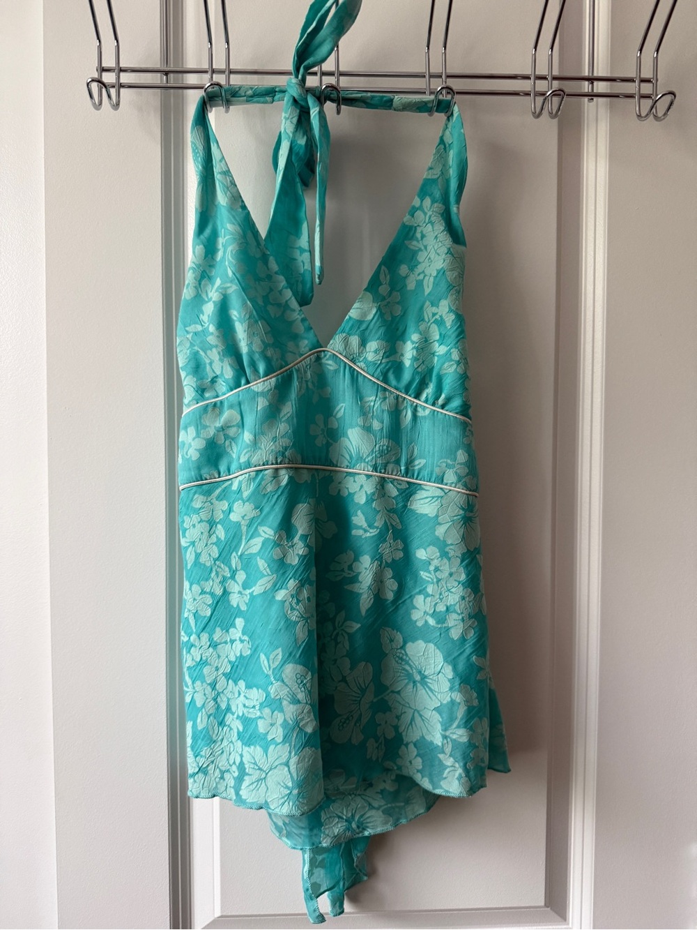 Forever 21 Teal Floral Halter Chemise